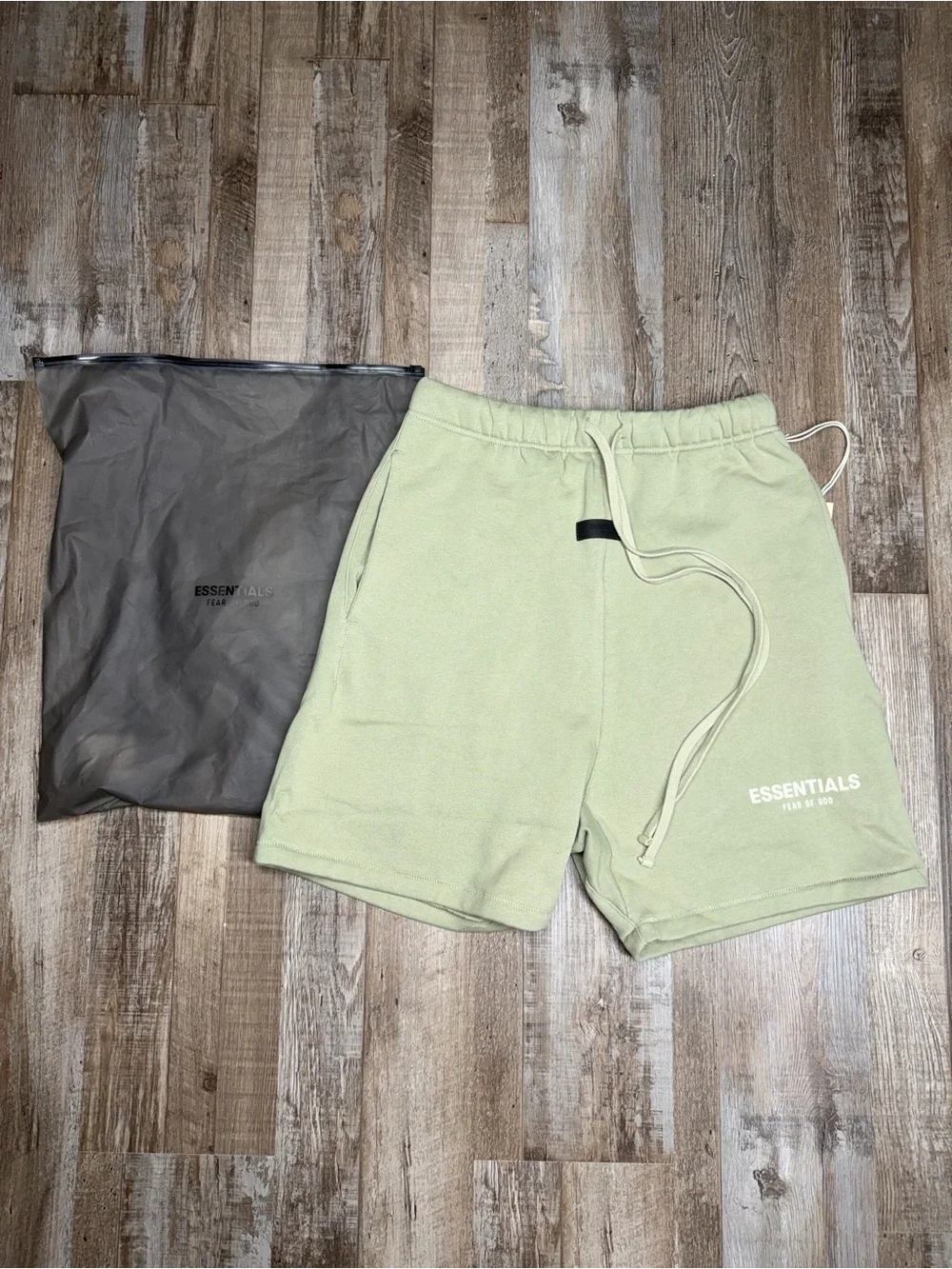 ESSENTIALS Men’s Sage Green Athletic Fleece Shorts